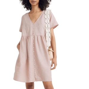 Madewell Linen-Blend V-Neck Mini Dress